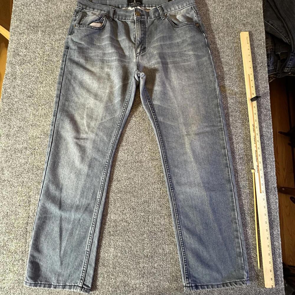 London Fog Mens Gray Straight Leg Denim Jeans Gray Wash 36x32